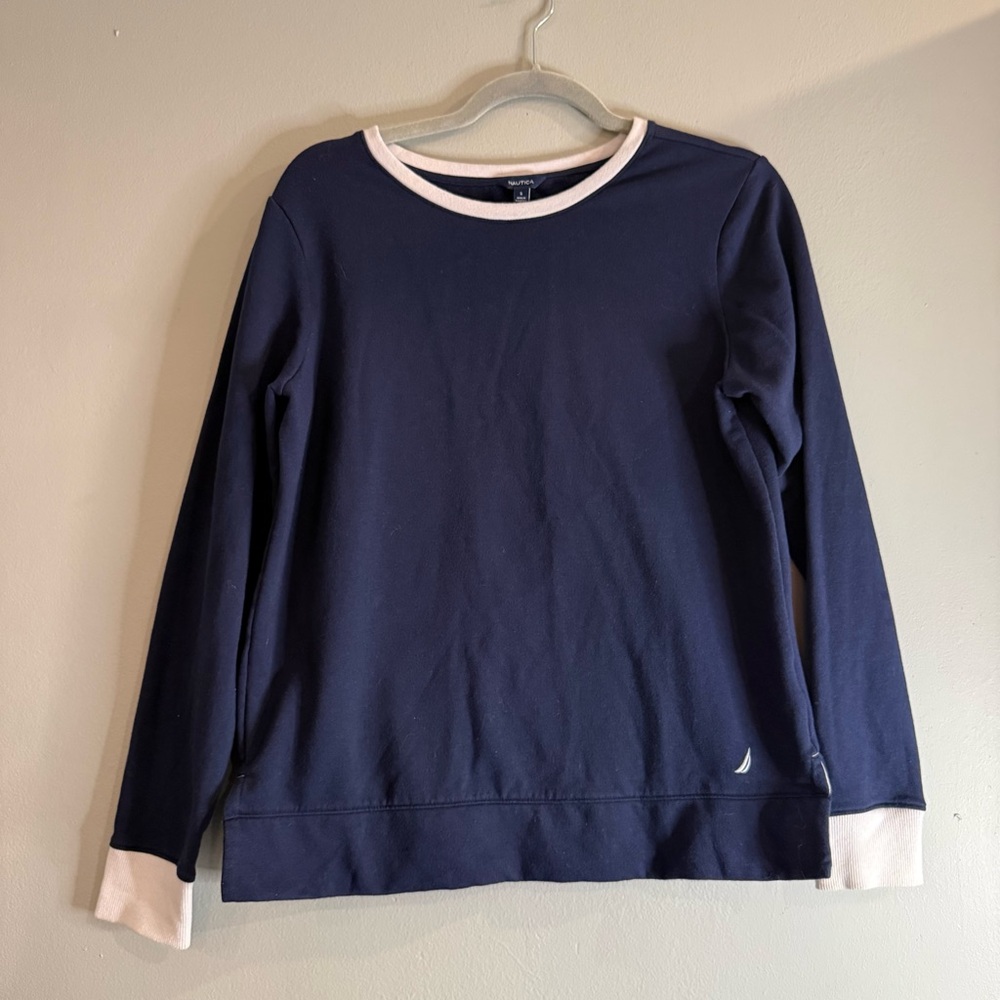 Nautica Dark Blue and Off-White Shirt